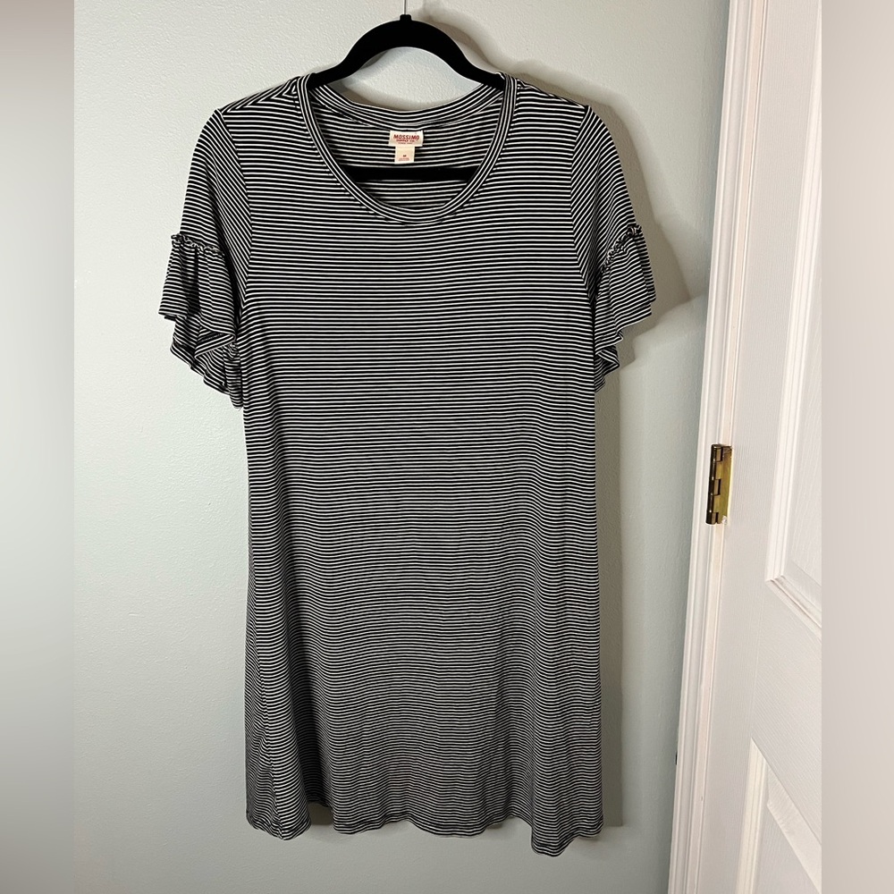 Mossimo Supply Co. Black and White Striped Ruffle Sleeve Tunic